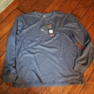 Steel blue cotton Henley, sz XL